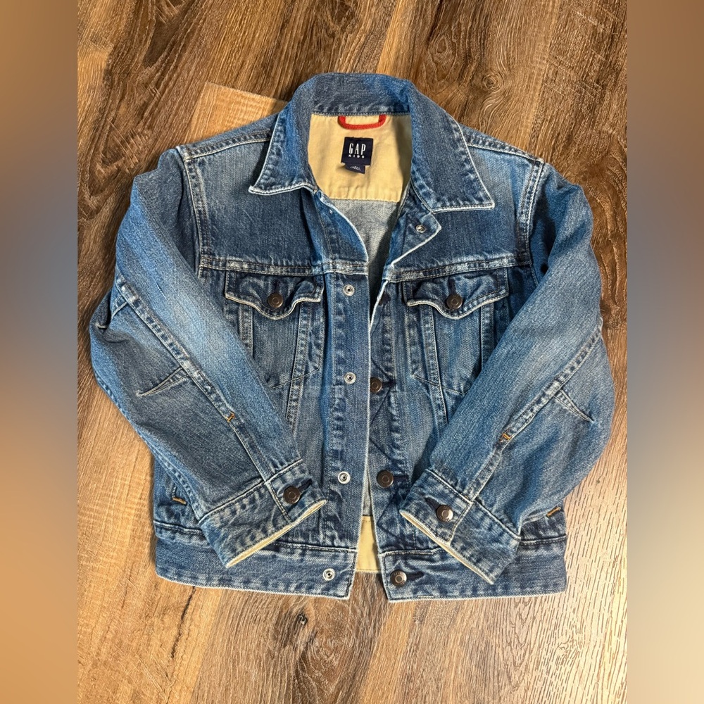 Gap Kids Jacket Kids Small 6-7 Blue Denim Outdoors Bikercore Preppy